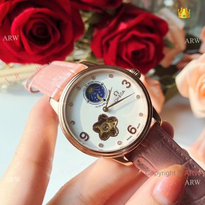 High Quality Omega Moon phase Automatic Watches Rose Gold Lady Size